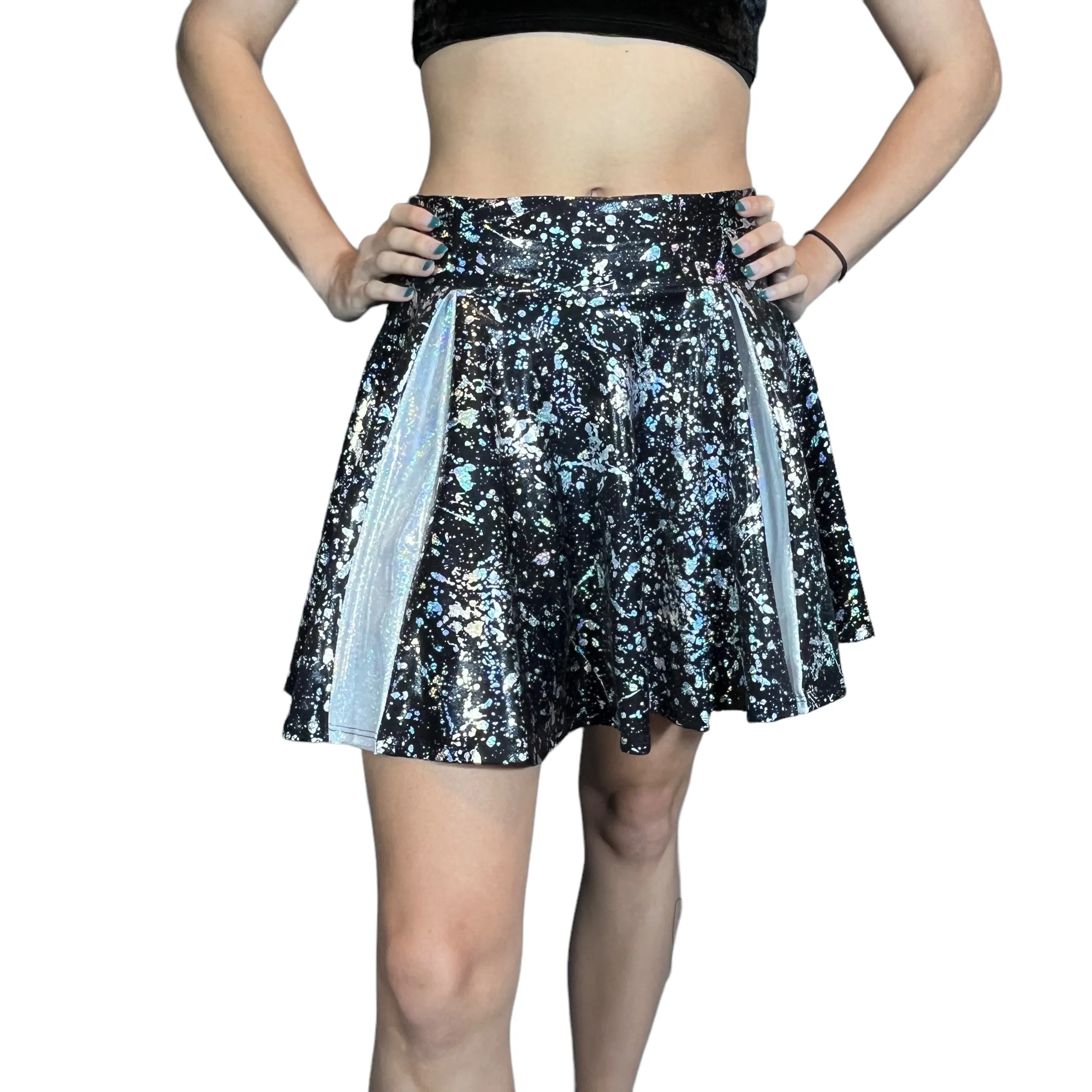 Pleated Skater Skirt - Holo Splatter