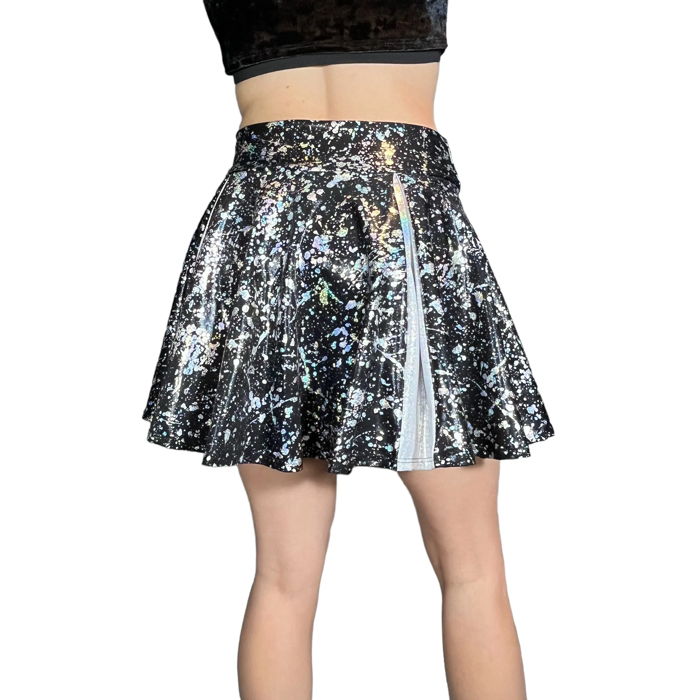 Pleated Skater Skirt - Holo Splatter