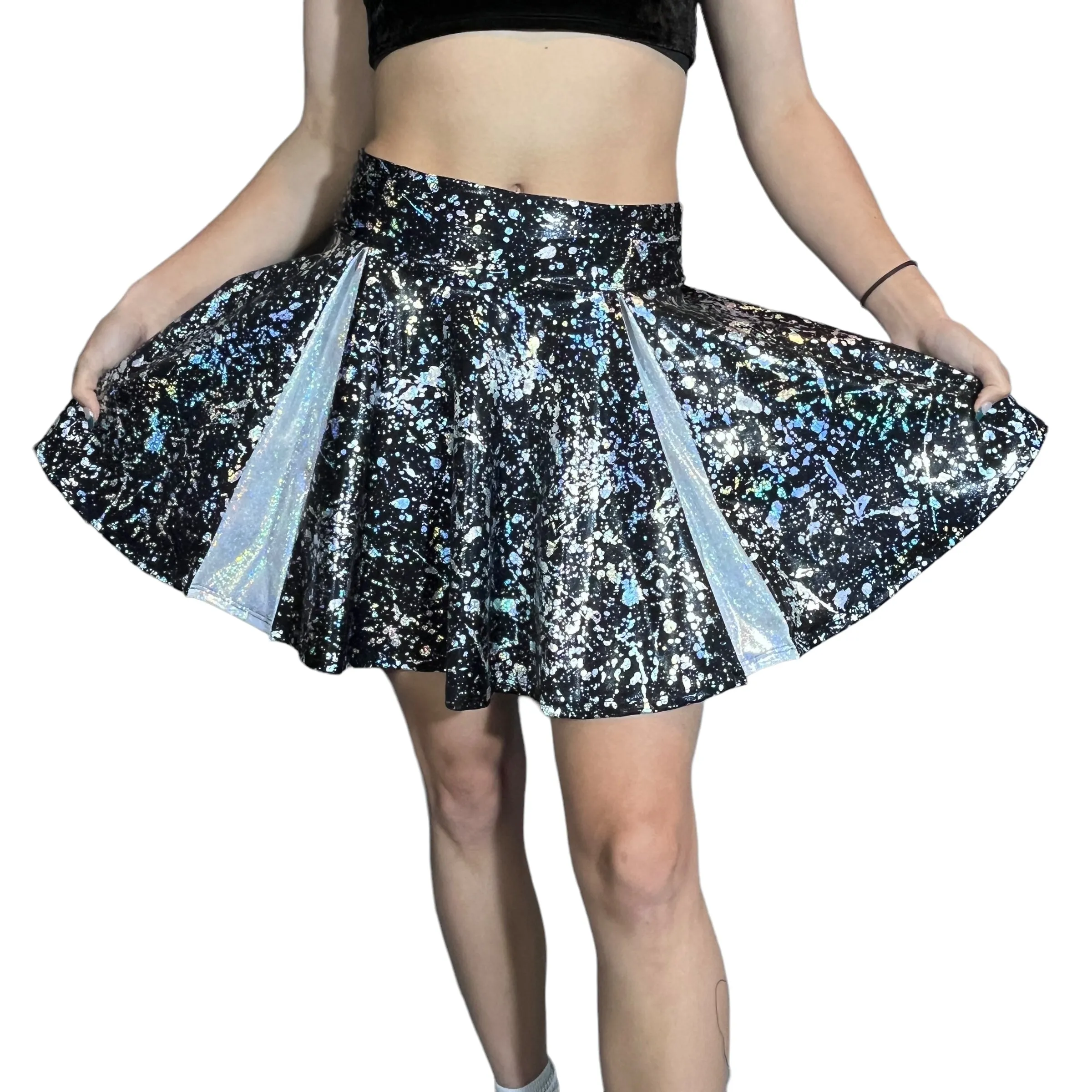 Pleated Skater Skirt - Holo Splatter