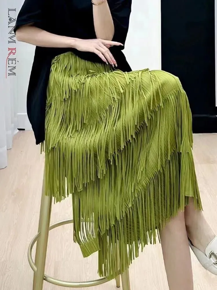 Pleated Tassel Long Skirts