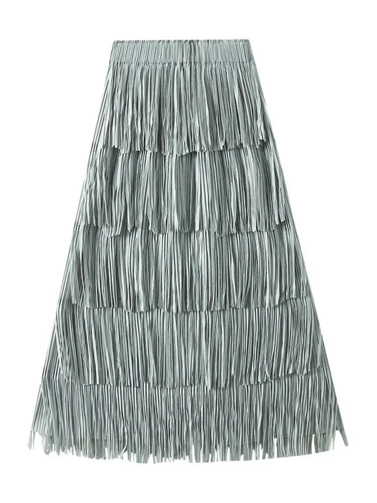 Pleated Tassel Long Skirts