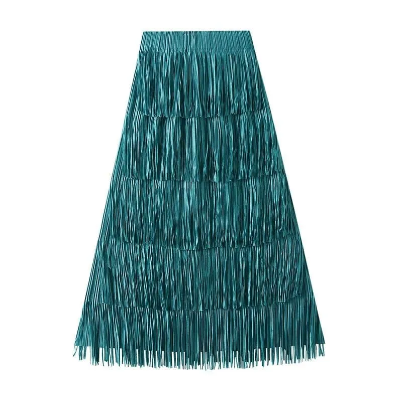 Pleated Tassel Long Skirts