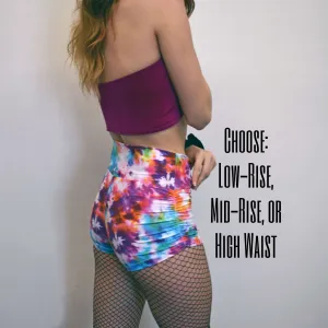 Ruched Booty Shorts - Tie Dye Blitz