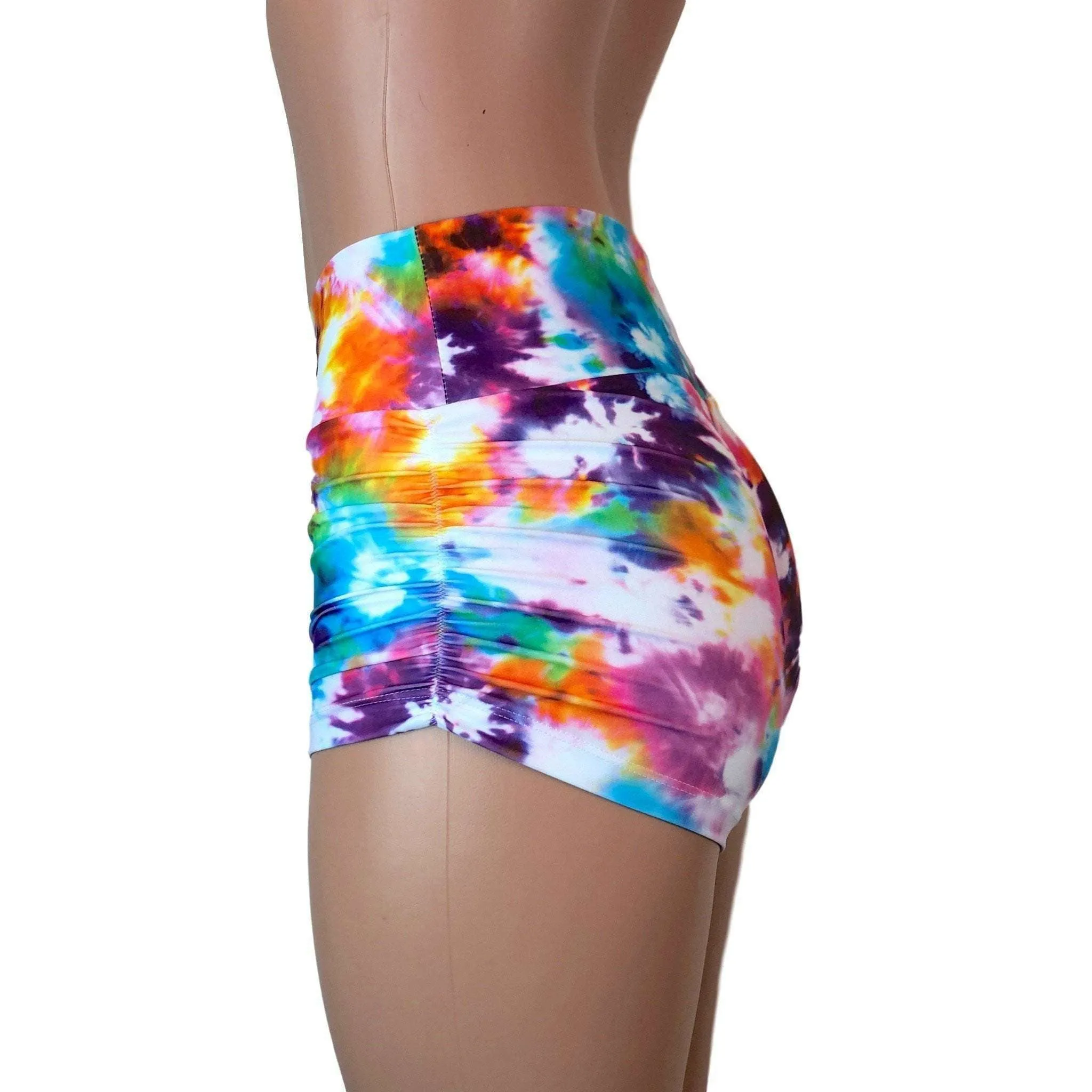 Ruched Booty Shorts - Tie Dye Blitz