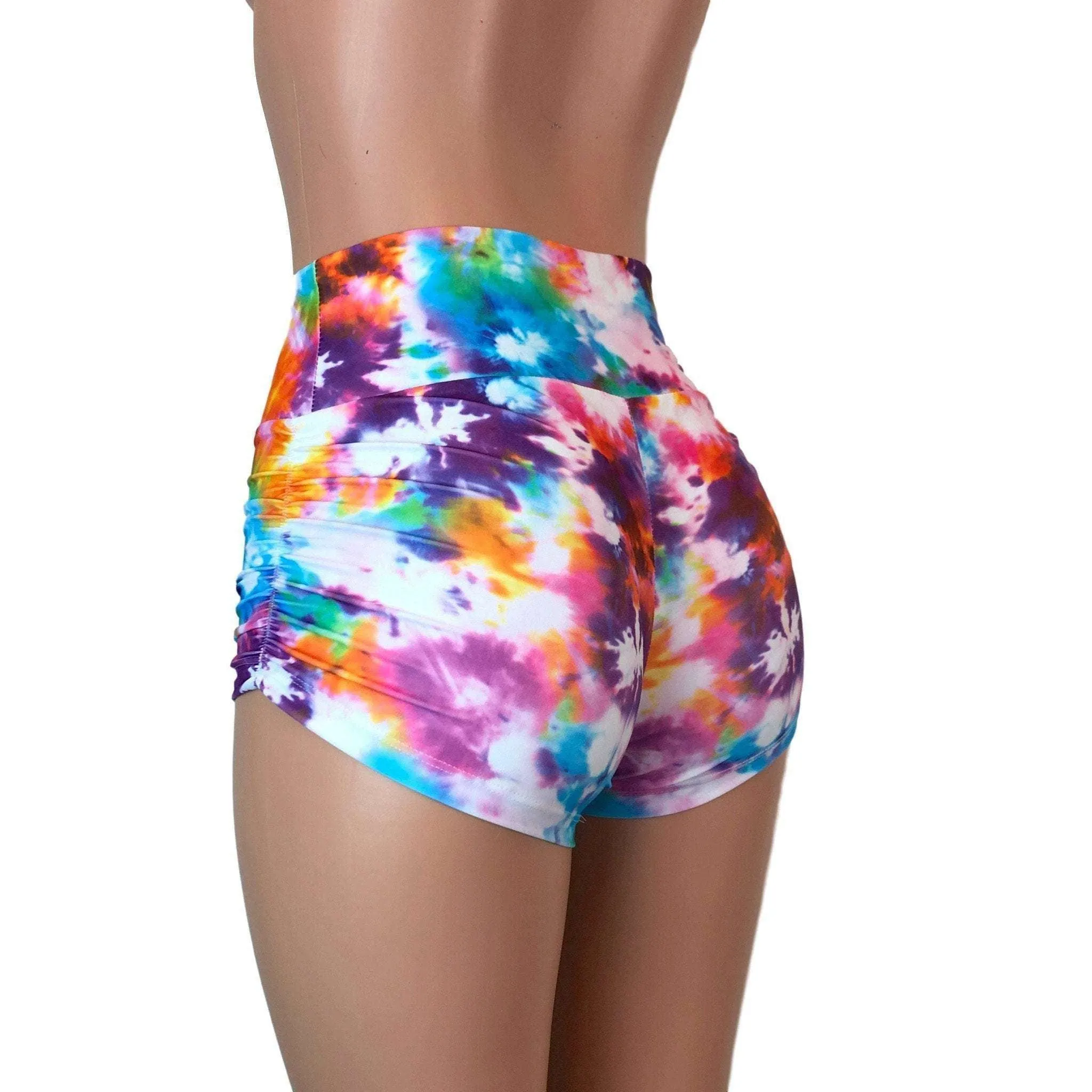 Ruched Booty Shorts - Tie Dye Blitz