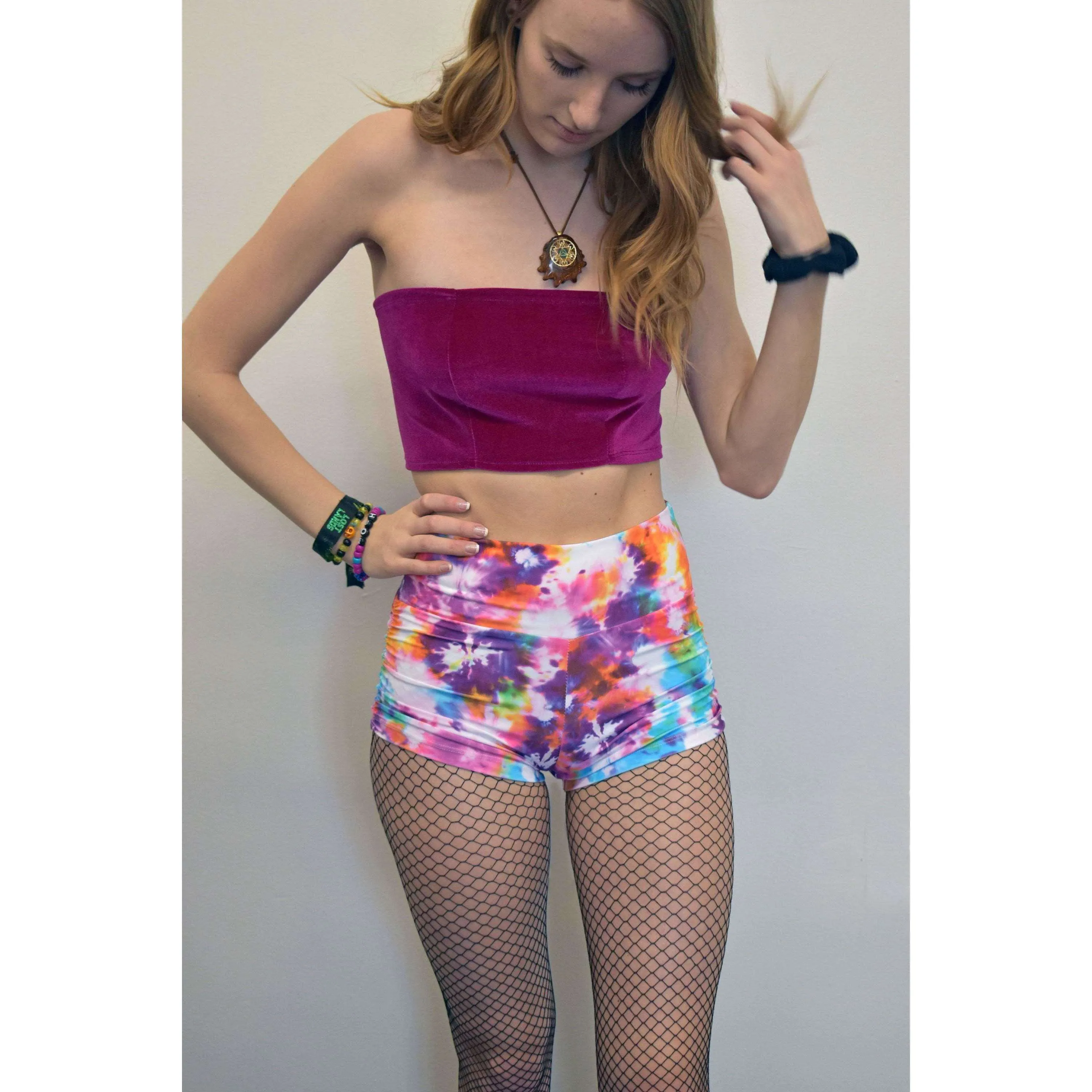 Ruched Booty Shorts - Tie Dye Blitz