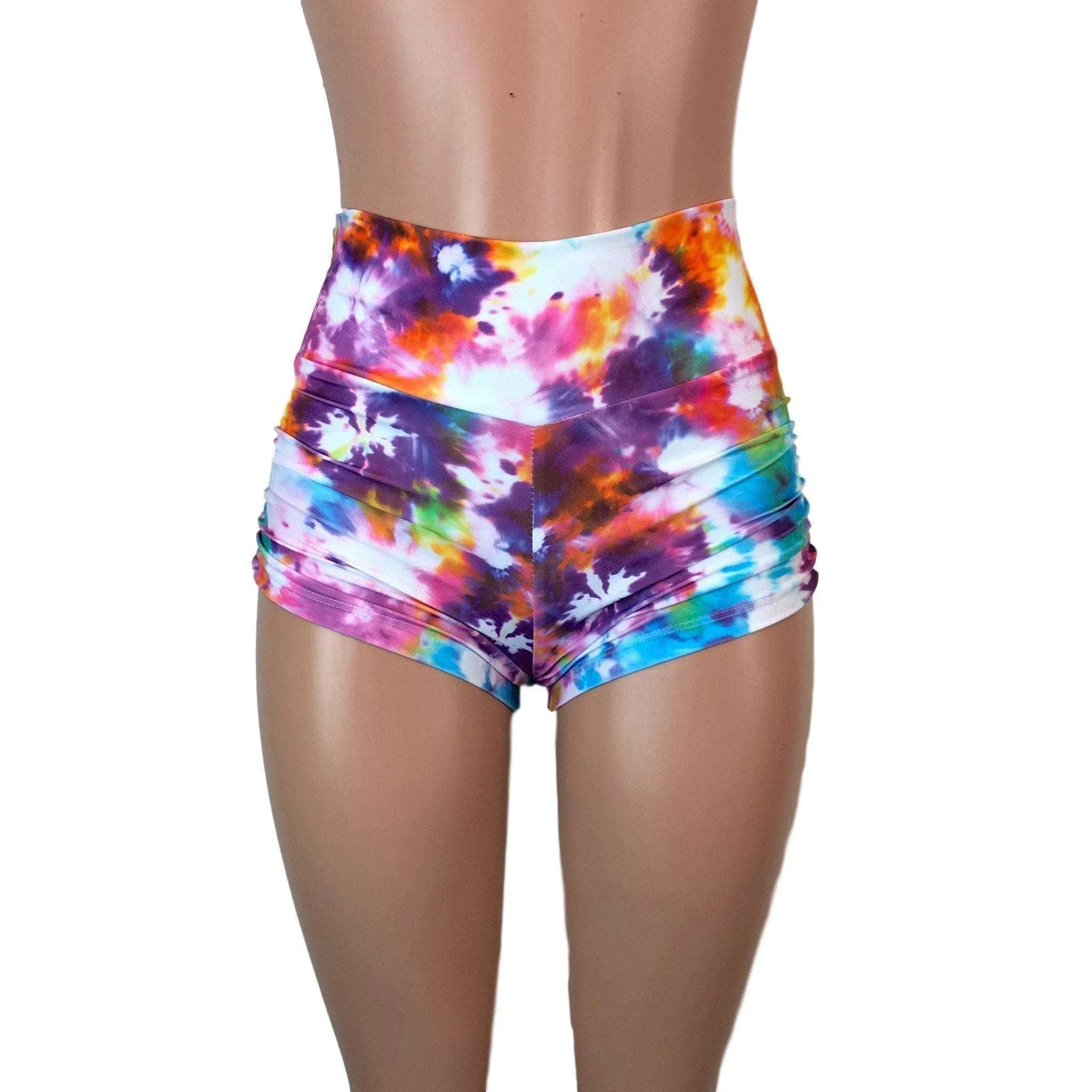 Ruched Booty Shorts - Tie Dye Blitz