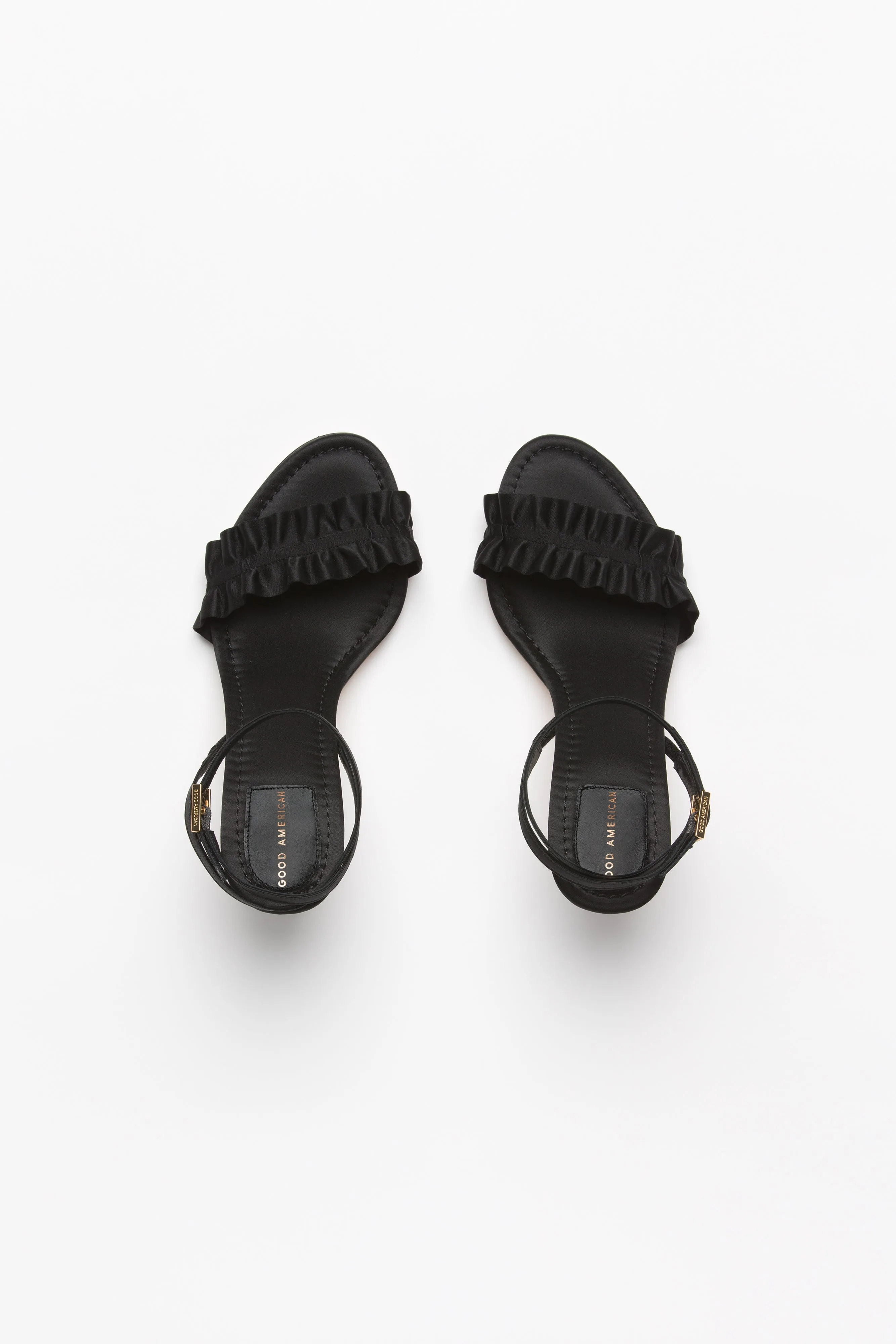 RUFFLE SANDAL | SATIN BLACK001