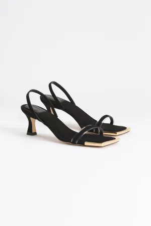 SQUARE TOE SLINGBACK | SUEDE BLACK001