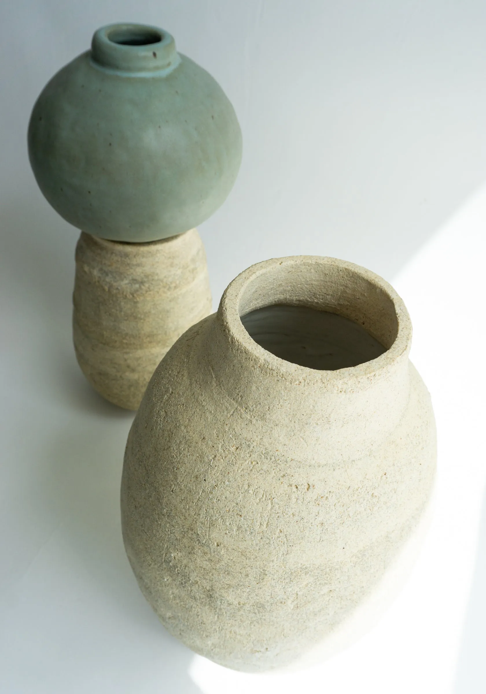 Tall Textured Natural Vase with Curved Neck