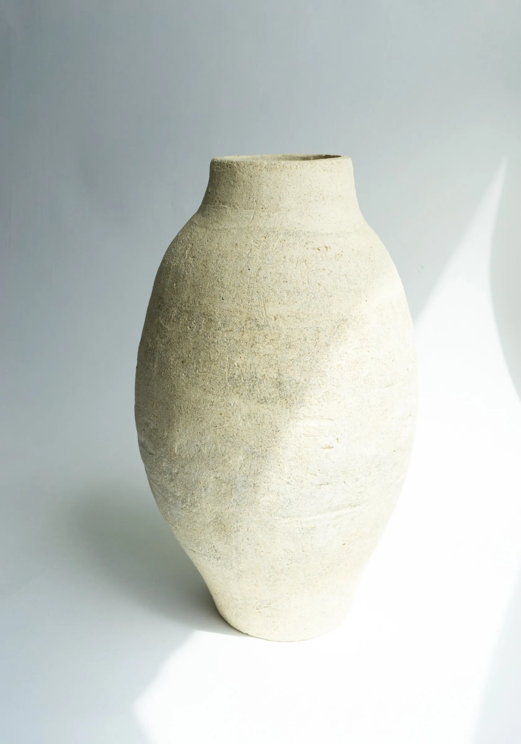 Tall Textured Natural Vase with Curved Neck