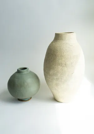 Tall Textured Natural Vase with Curved Neck