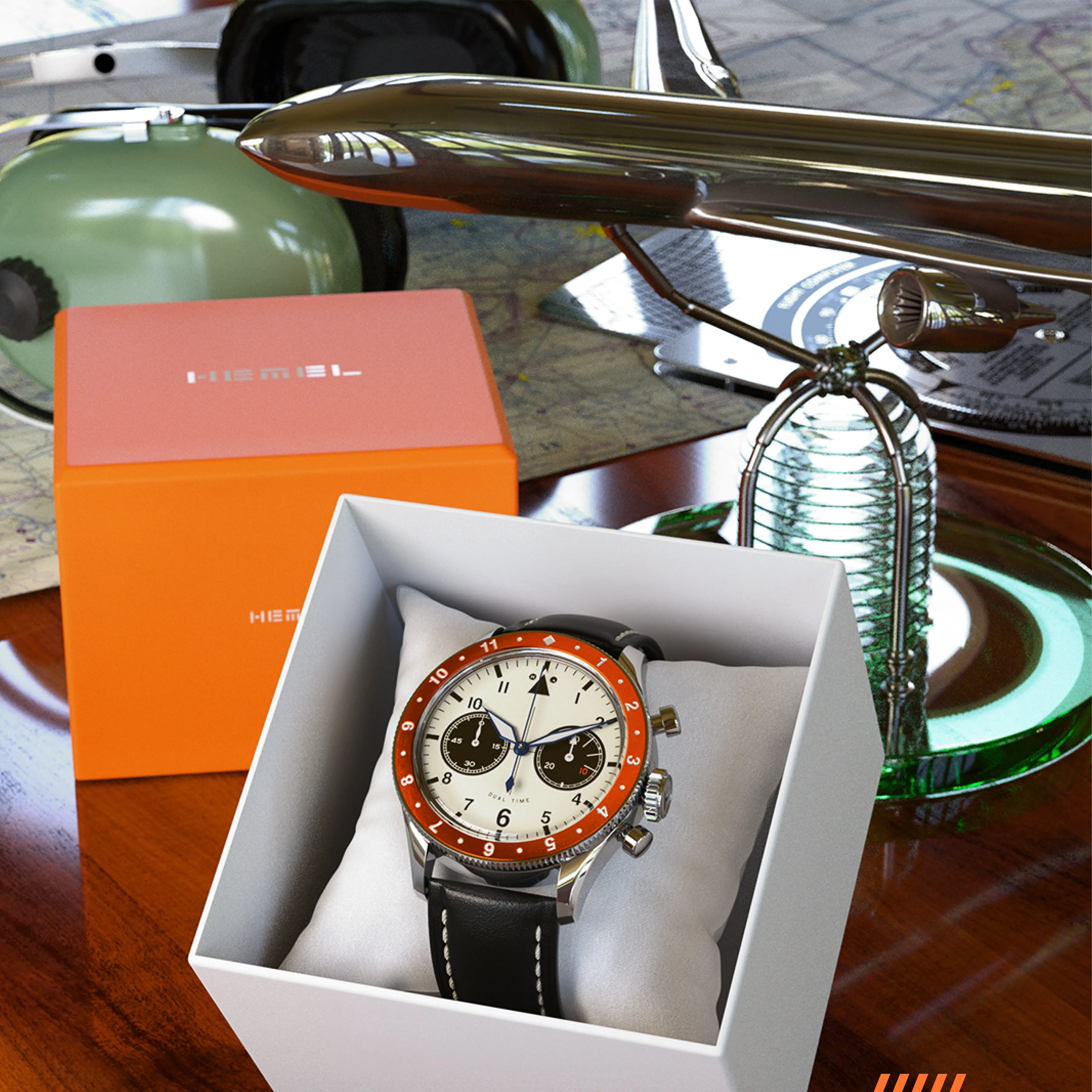 The Hawkeye Chronograph / Long Island Watch Special Collaboration (Orange Bezel)