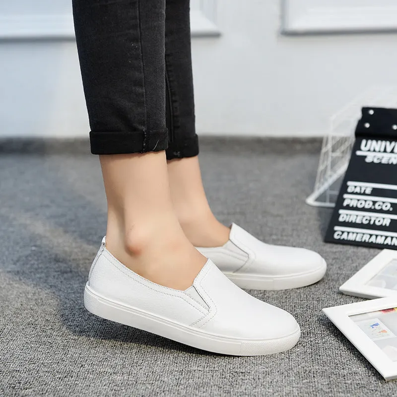 White Small Leather Shoes Korean Casual One-Legged Leather Lazy Shoes