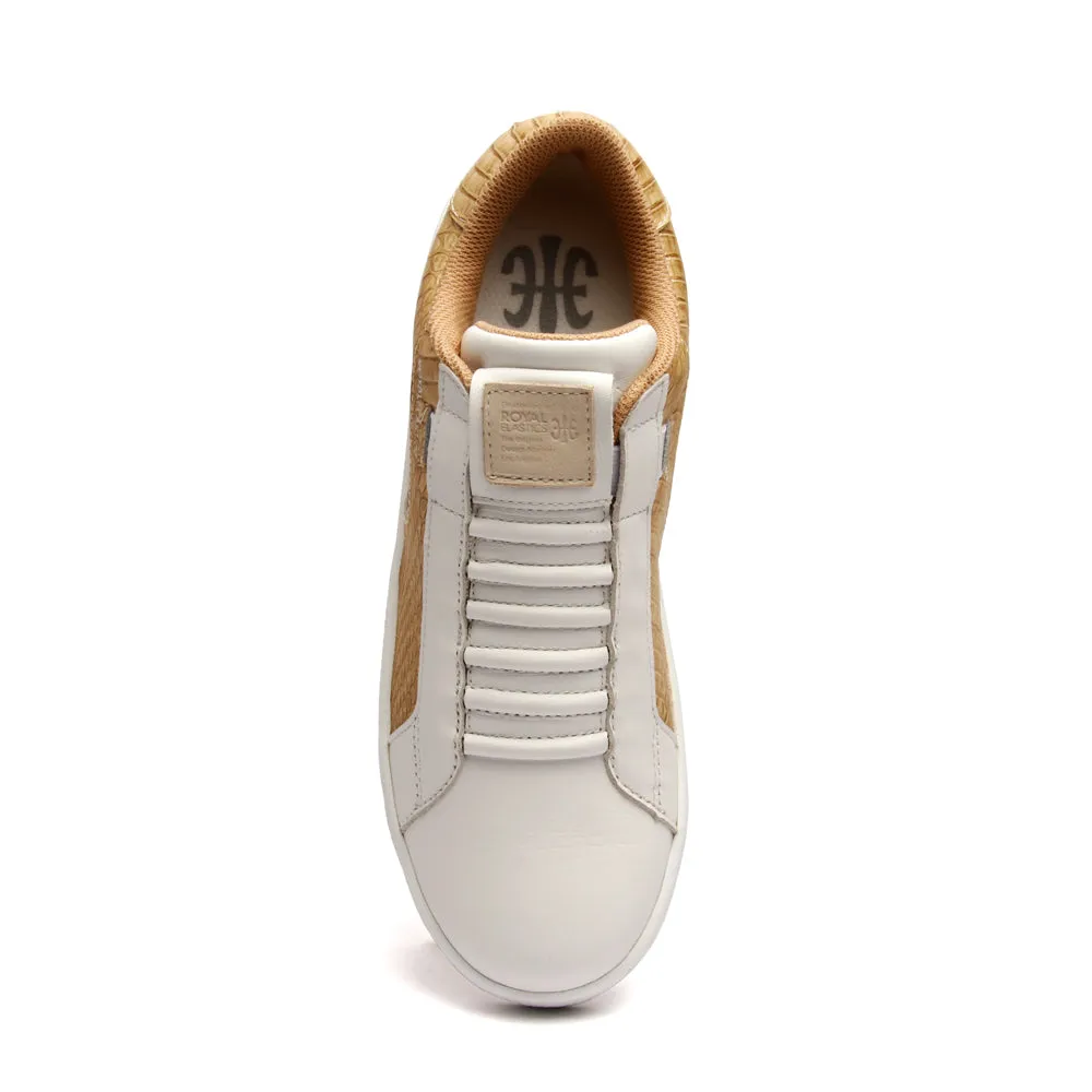 Women's Adelaide White Gold Leather Sneakers 92683-220