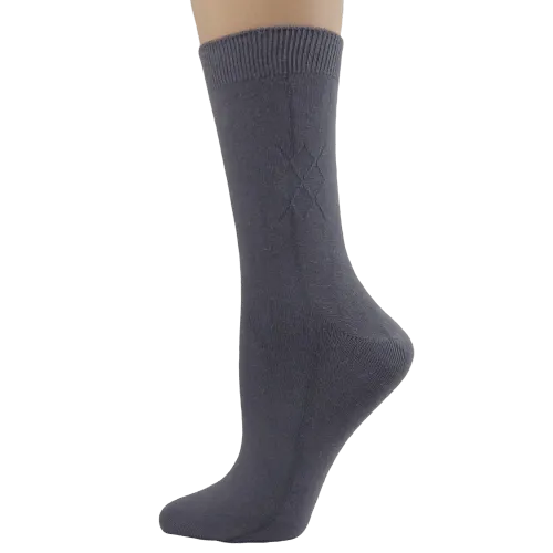 Women's Diamond Pattern Argyle Bamboo Crew Socks