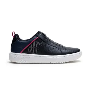 Women's Icon 2.0 Black Pink Logo Leather Sneakers 96543-951