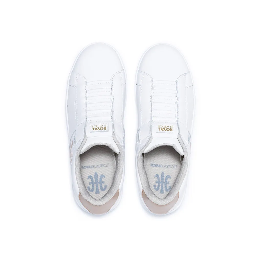 Womens Iconic White Gold Logo Leather Sneakers - Style 91923-003