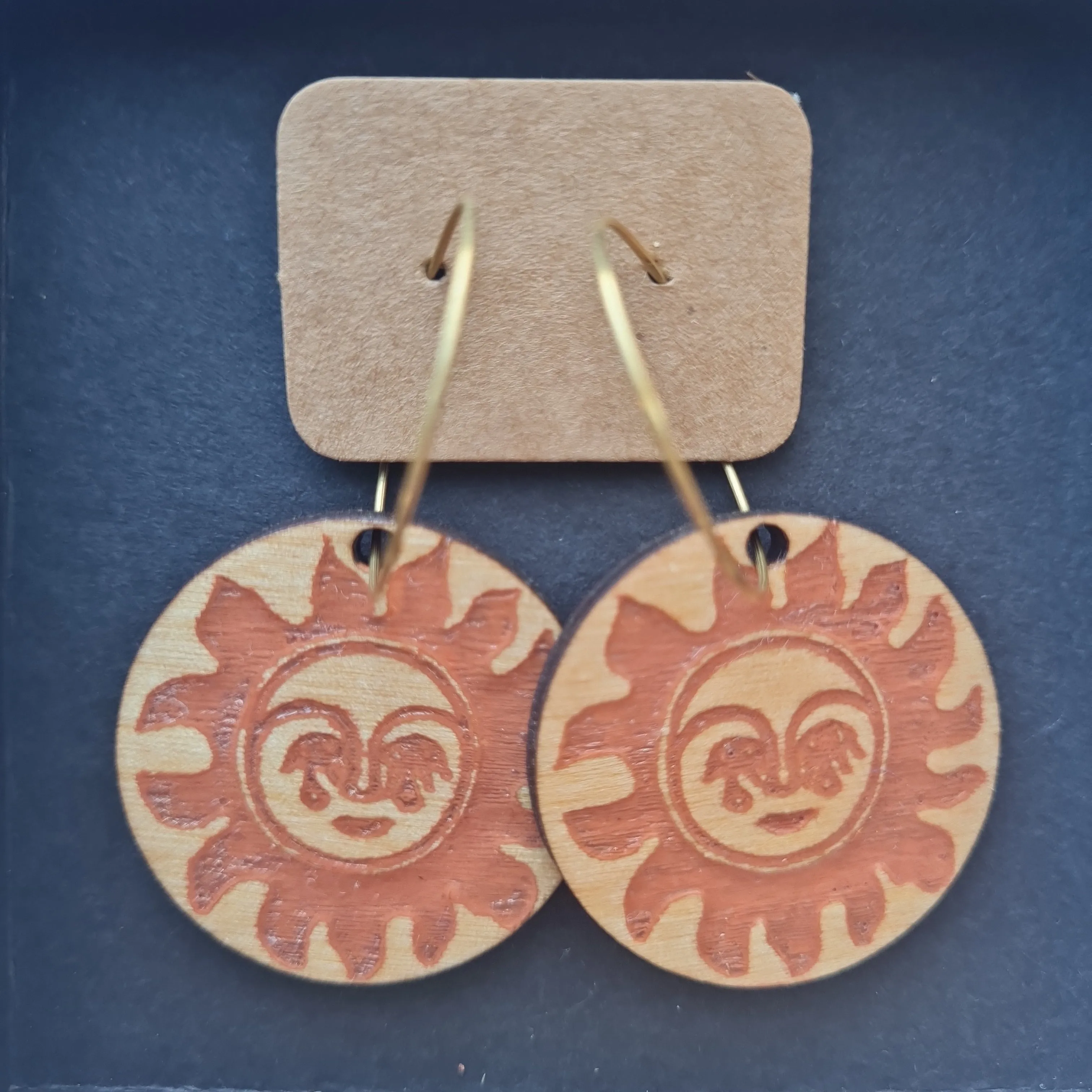 Wood Moon - Sun Earrings