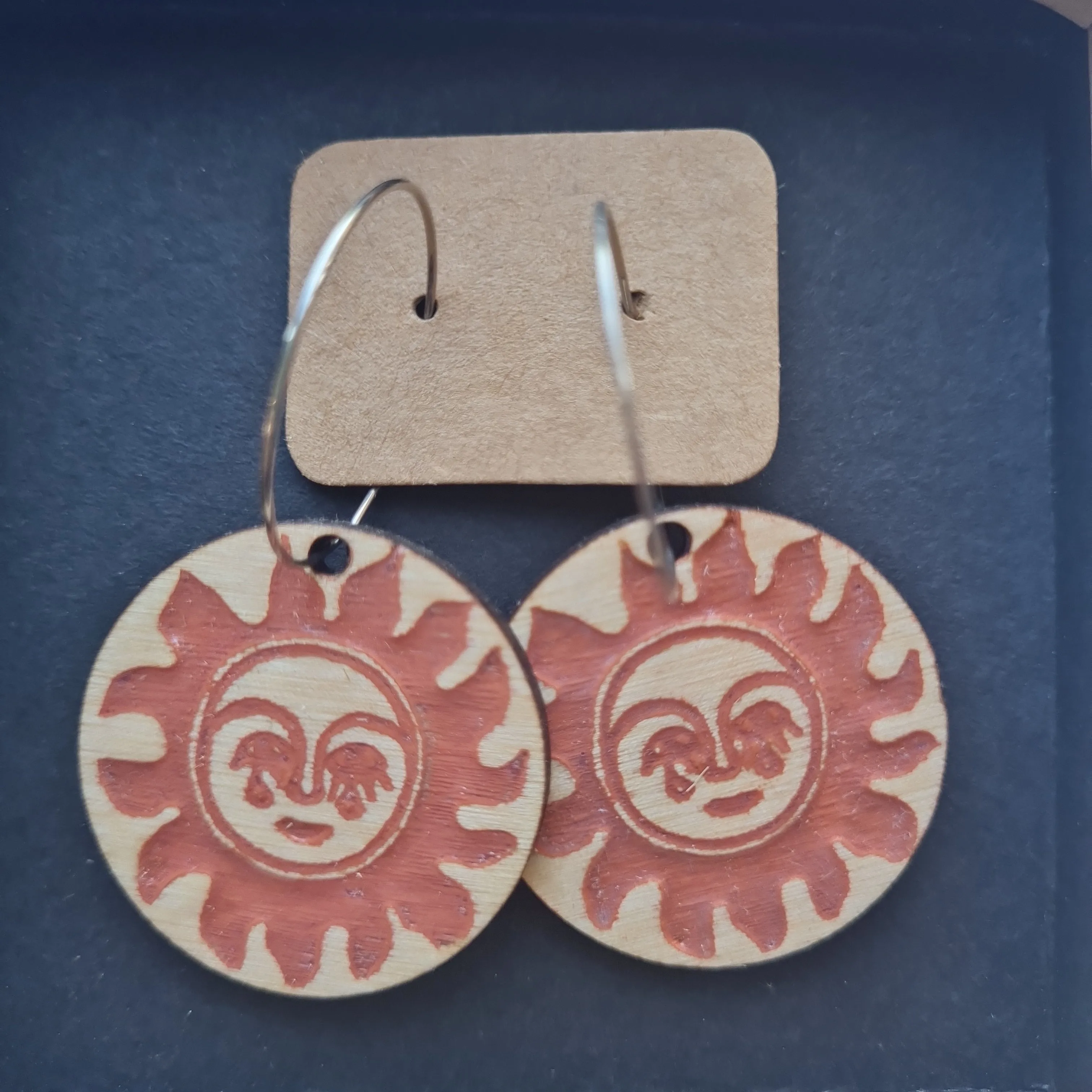 Wood Moon - Sun Earrings