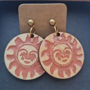 Wood Moon - Sun Earrings