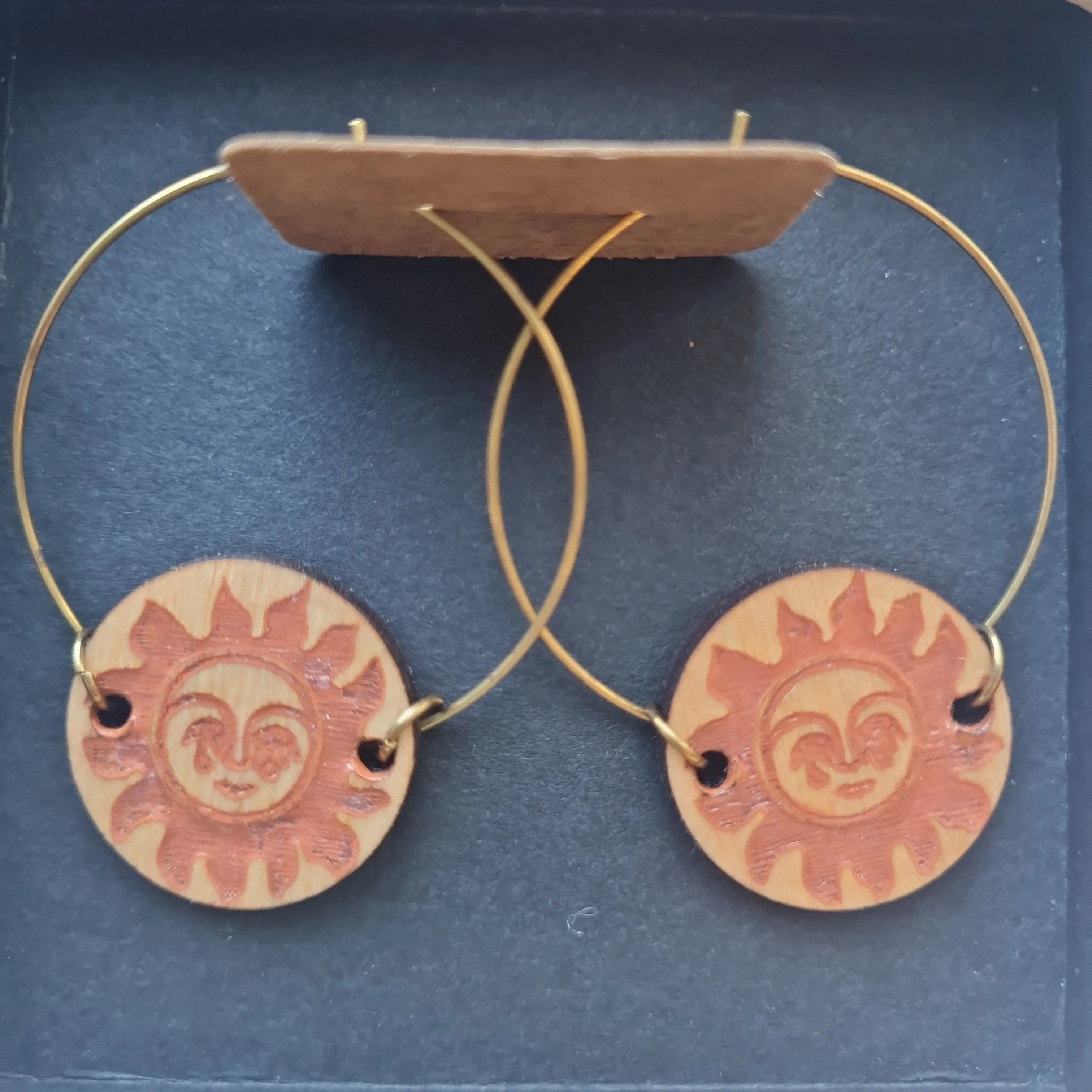 Wood Moon - Sun Earrings